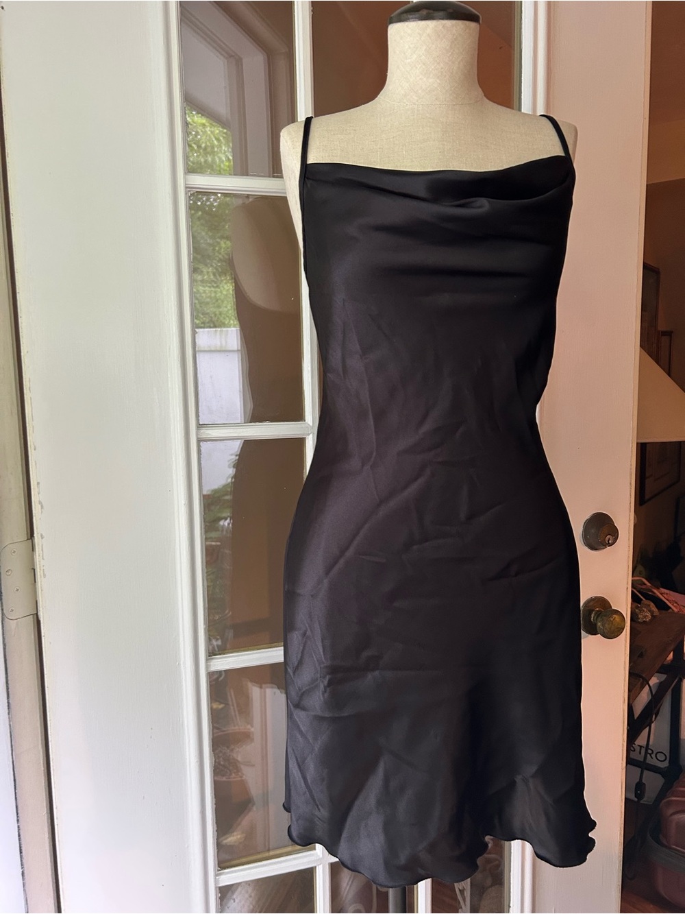 Bebe Satin Slip Dress - Black size small - Picture 2 of 10